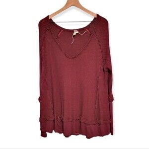 Free People Burgundy Waffle Knit Thermal Size Medium